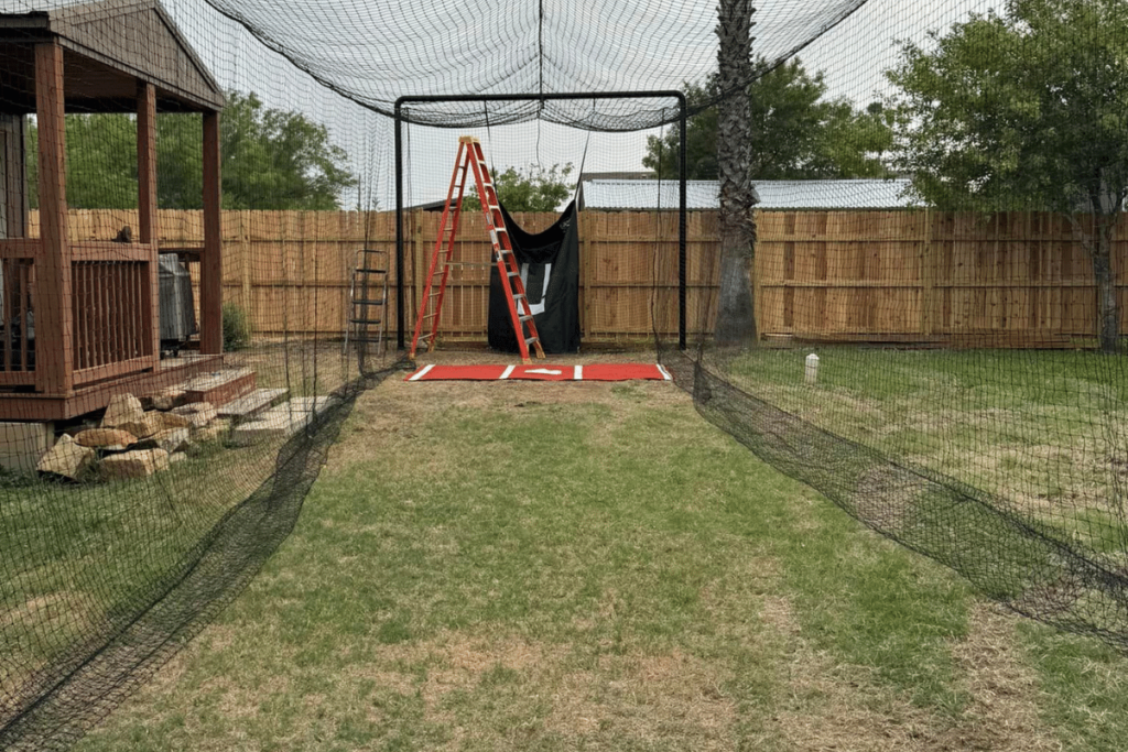 A properly installed backyard batting cage