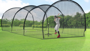 A portable backyard batting cage